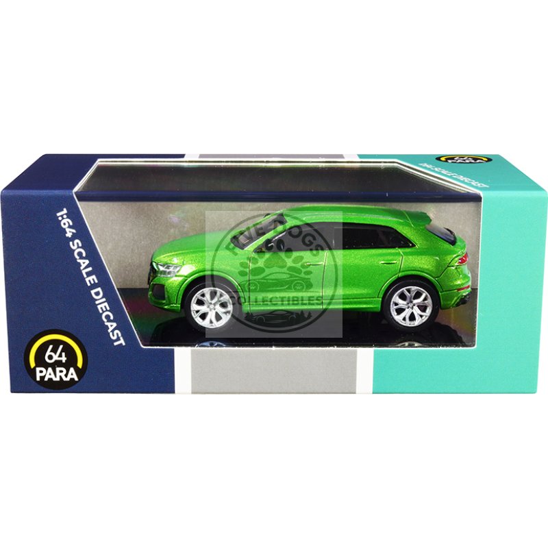 audi rs q8 java green metallic 1/64 diecast model car by paragon