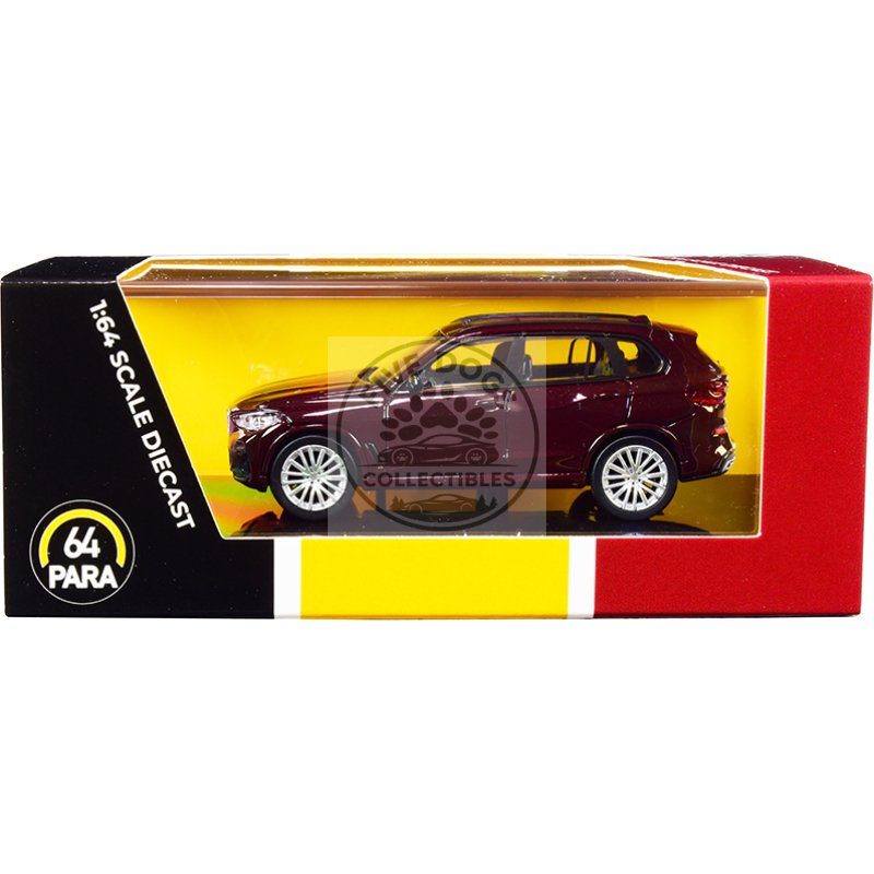 bmw x5 (g05) with sunroof ametrine red metallic 1/64 diecast model car by paragon