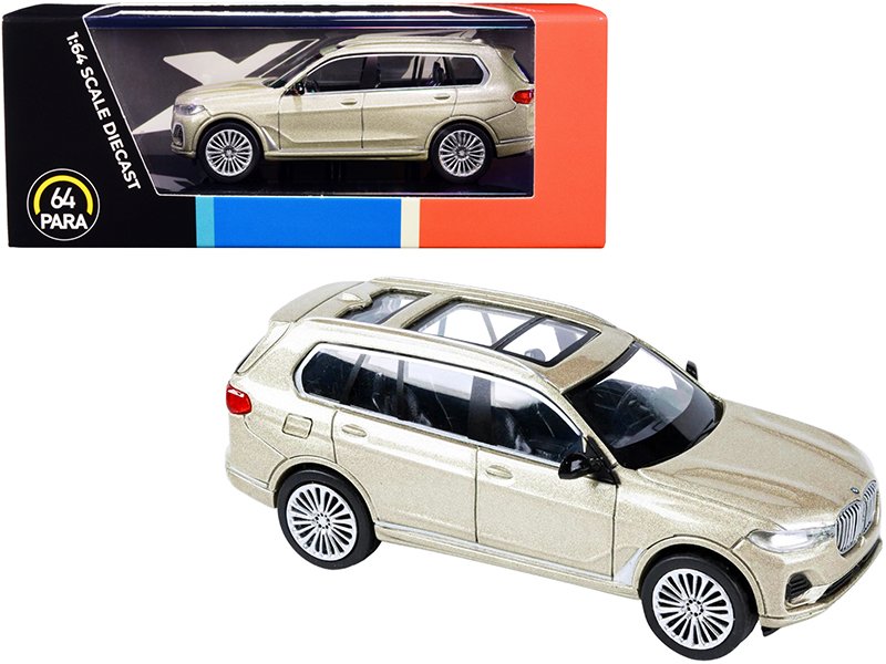 bmw x7 with sunroof sunstone gold metallic 1/64 diecast model car by paragon bmw x7 with sunroof sunstone gold metallic 1/64 diecast model car by paragon
