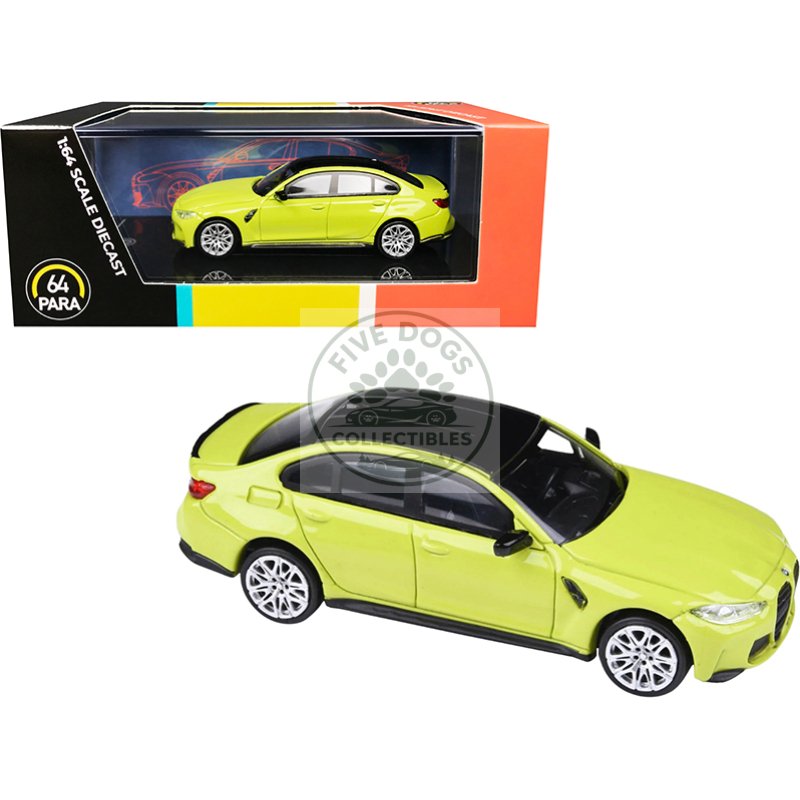 bmw m3 (g80) sao paulo yellow with black top 1/64 diecast model car by paragon