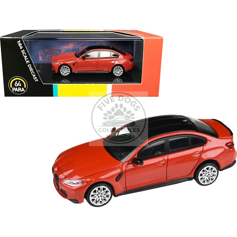 bmw m3 (g80) toronto red metallic with black top 1/64 diecast model car by paragon