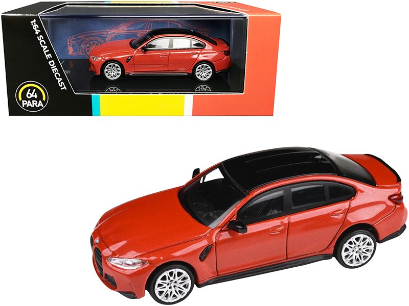 bmw m3 (g80) toronto red metallic with black top 1/64 diecast model car by paragon bmw m3 (g80) toronto red metallic with black top 1/64 diecast model car by paragon