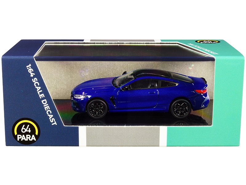 bmw m8 coupe marina bay blue metallic with black top 1/64 diecast model car by paragon bmw m8 coupe marina bay blue metallic with black top 1/64 diecast model car by paragon