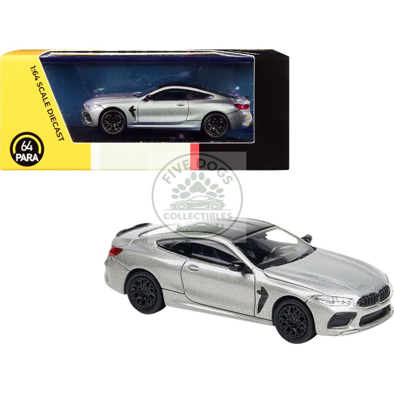 bmw m8 coupe donington gray metallic with black top 1/64 diecast model car by paragon