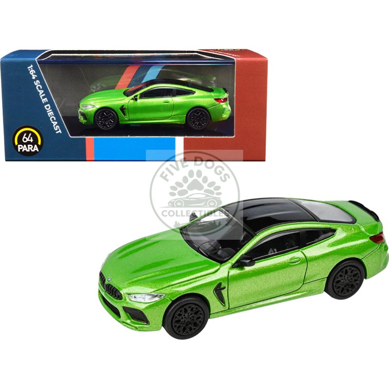 bmw m8 coupe java green metallic with black top 1/64 diecast model car by paragon