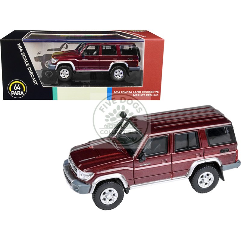 2014 toyota land cruiser 76 merlot red metallic 1/64 diecast model car by paragon models