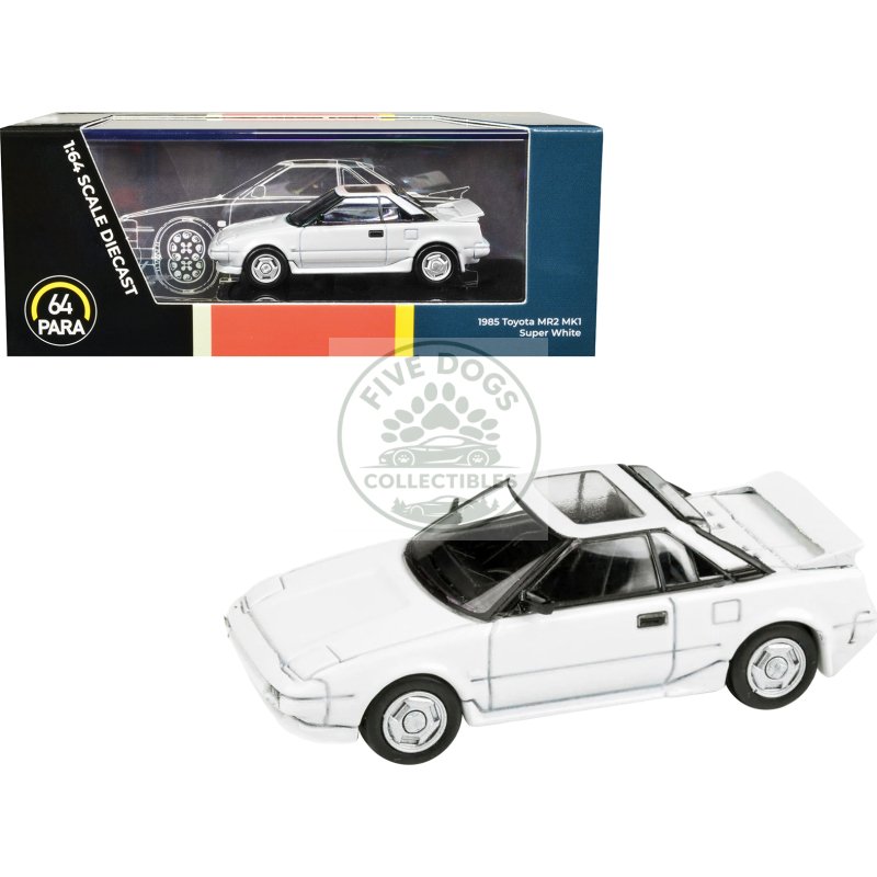 1985 toyota mr2 mk1 super white with sunroof 1/64 diecast model car by paragon models