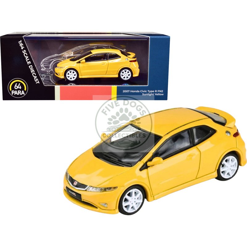 2007 honda civic type r fn2 sunlight yellow 1/64 diecast model car by paragon models