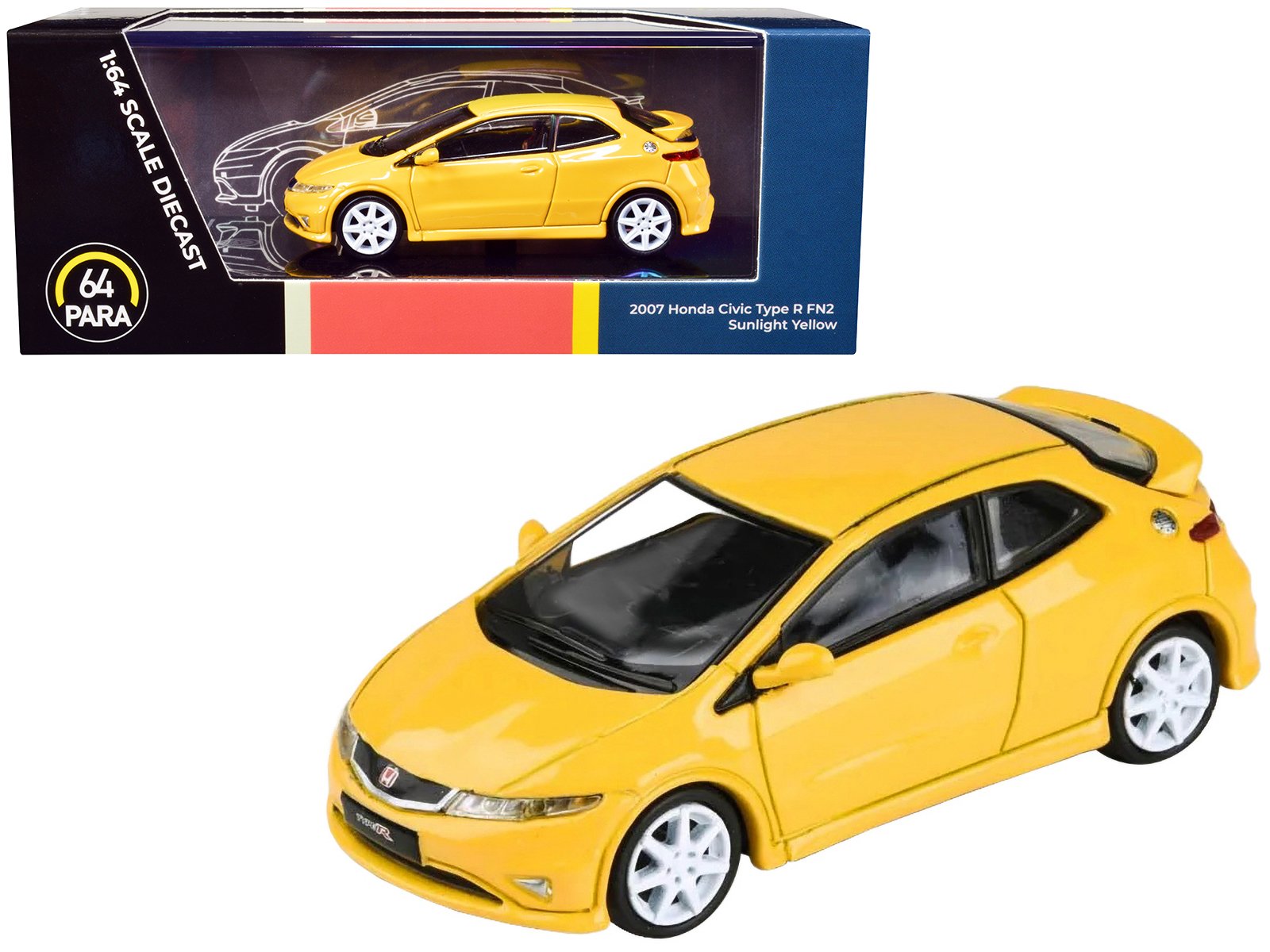 2007 honda civic type r fn2 sunlight yellow 1/64 diecast model car by paragon models 2007 honda civic type r fn2 sunlight yellow 1/64 diecast model car by paragon models