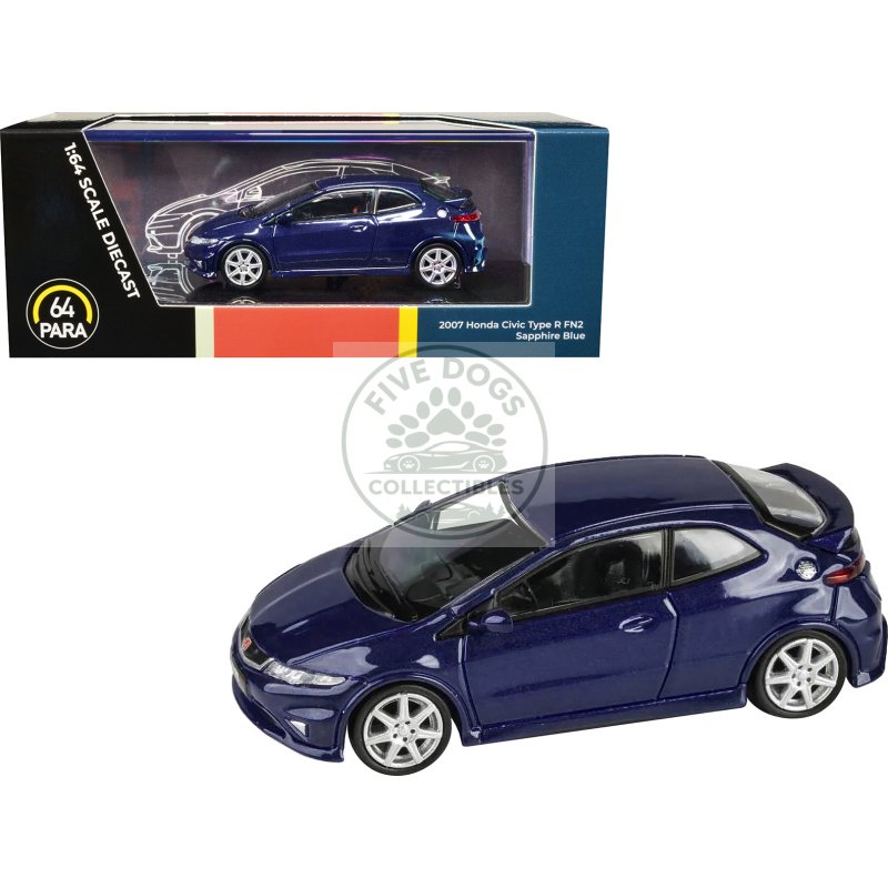 2007 honda civic type r fn2 sapphire blue metallic 1/64 diecast model car by paragon models