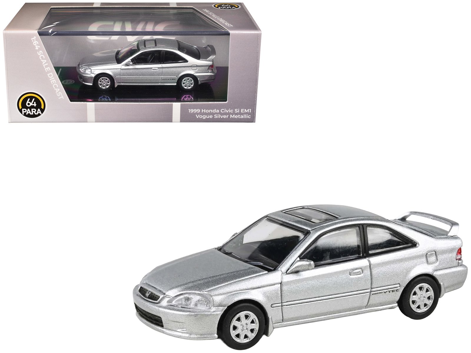 1999 honda civic si em1 vogue silver metallic with sunroof 1/64 diecast model car by paragon models 1999 honda civic si em1 vogue silver metallic with sunroof 1/64 diecast model car by paragon models