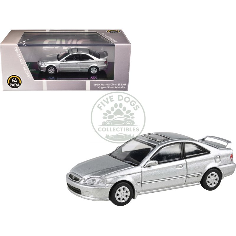 1999 honda civic si em1 vogue silver metallic with sunroof 1/64 diecast model car by paragon models