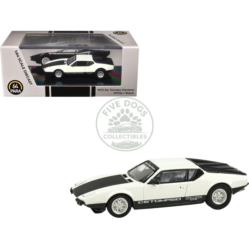 1972 de tomaso pantera white and black 1/64 diecast model car by paragon models