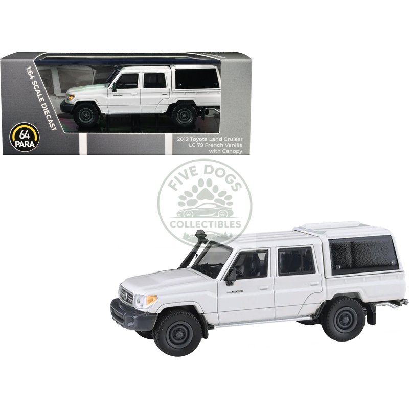 2012 toyota land cruiser lc 79 french vanilla white with canopy 1/64 diecast model car by paragon models