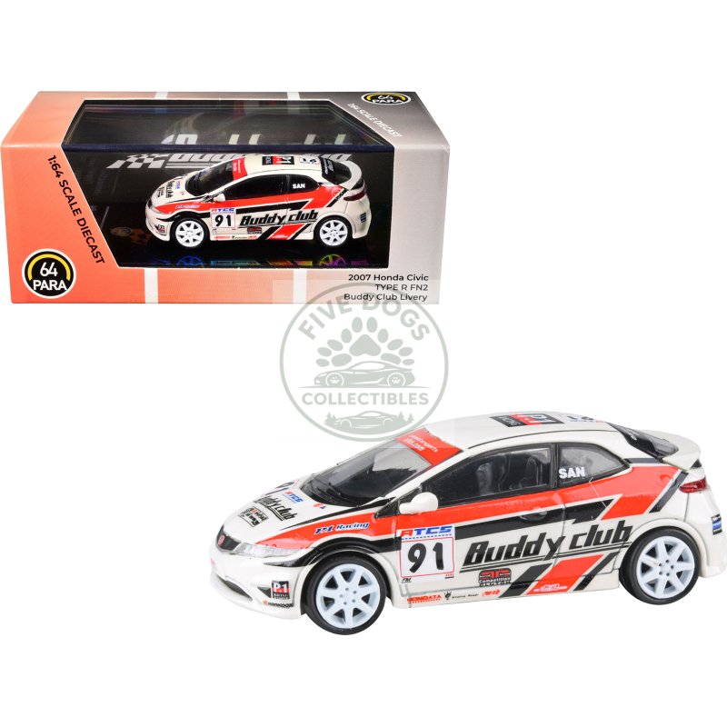 2007 honda civic type r fn2 rhd (right hand drive) #91 "buddy club asian touring car series" (2012) 1/64 diecast model car by paragon models
