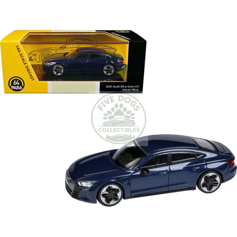 audi e tron gt rs ascari blue metallic 1/64 diecast model car by paragon models