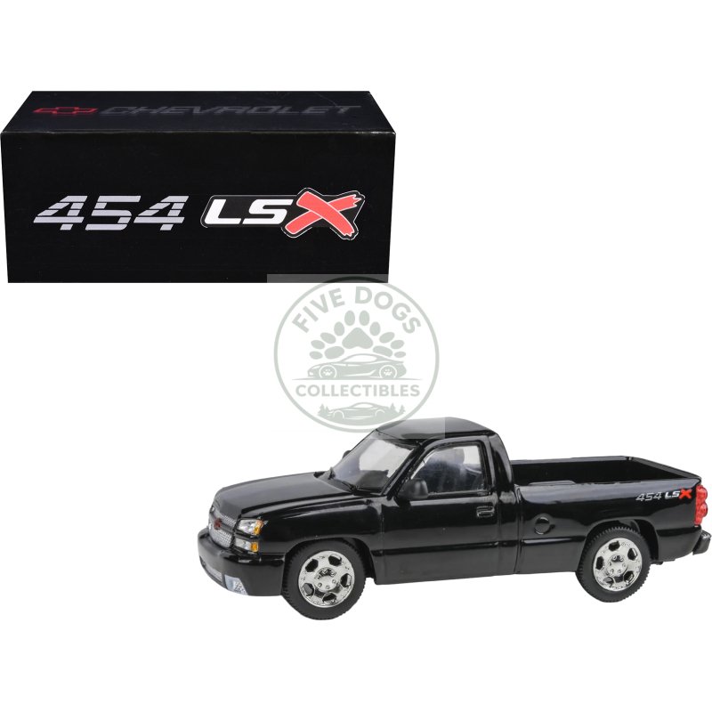 2006 chevrolet silverado 454 lsx pickup truck onyx black 1/64 diecast model car by paragon models