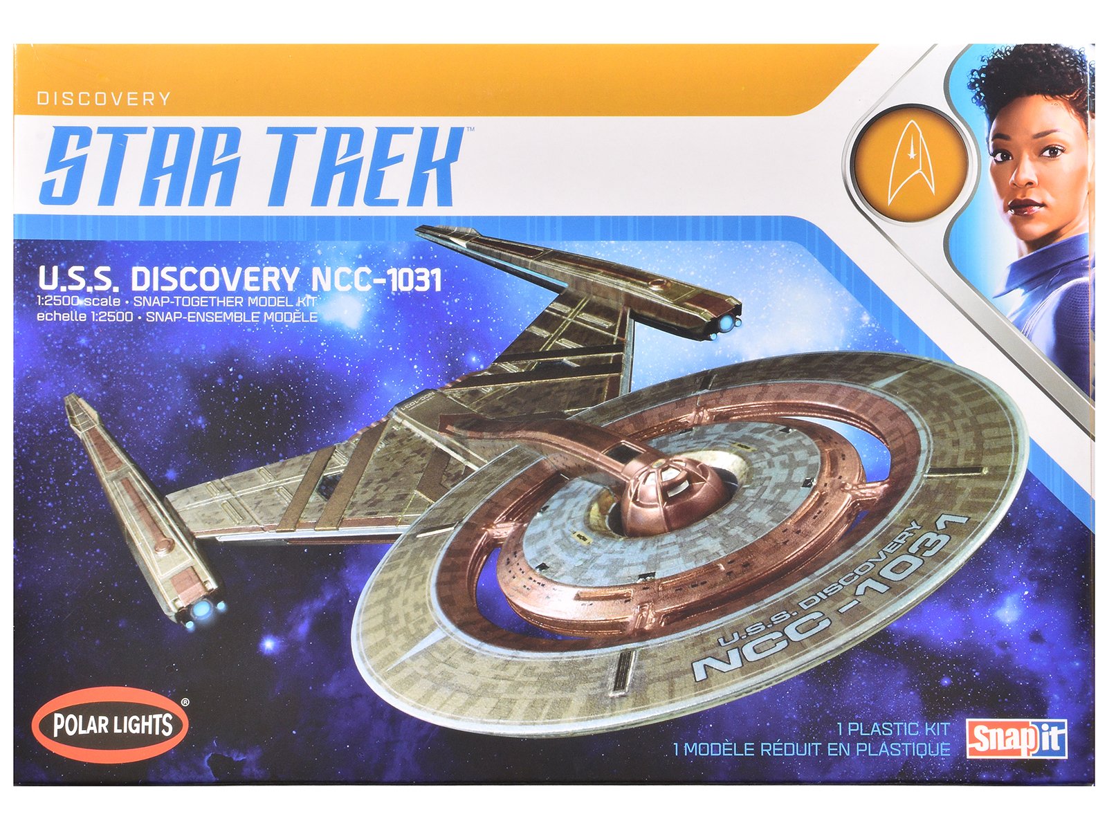 skill 2 snap model kit u.s.s. discovery ncc 1031 spacecraft "star trek: discovery" (2017 2024) tv series 1/2500 scale model by polar lights skill 2 snap model kit u.s.s. discovery ncc 1031 spacecraft "star trek: discovery" (2017 2024) tv series 1/2500 scale model by polar lights