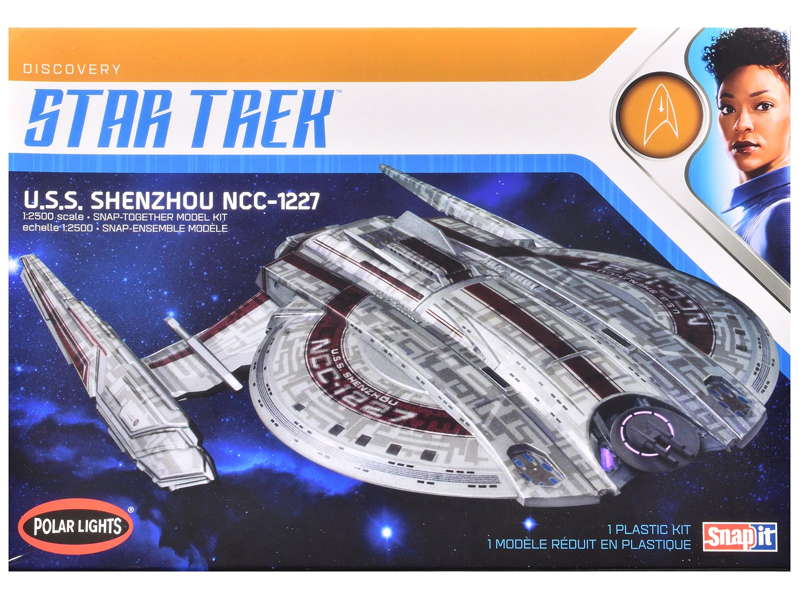 skill 2 snap model kit u.s.s. shenzhou ncc 1227 spacecraft "star trek: discovery" (2017 2024) tv series 1/2500 scale model by polar lights skill 2 snap model kit u.s.s. shenzhou ncc 1227 spacecraft "star trek: discovery" (2017 2024) tv series 1/2500 scale model by polar lights