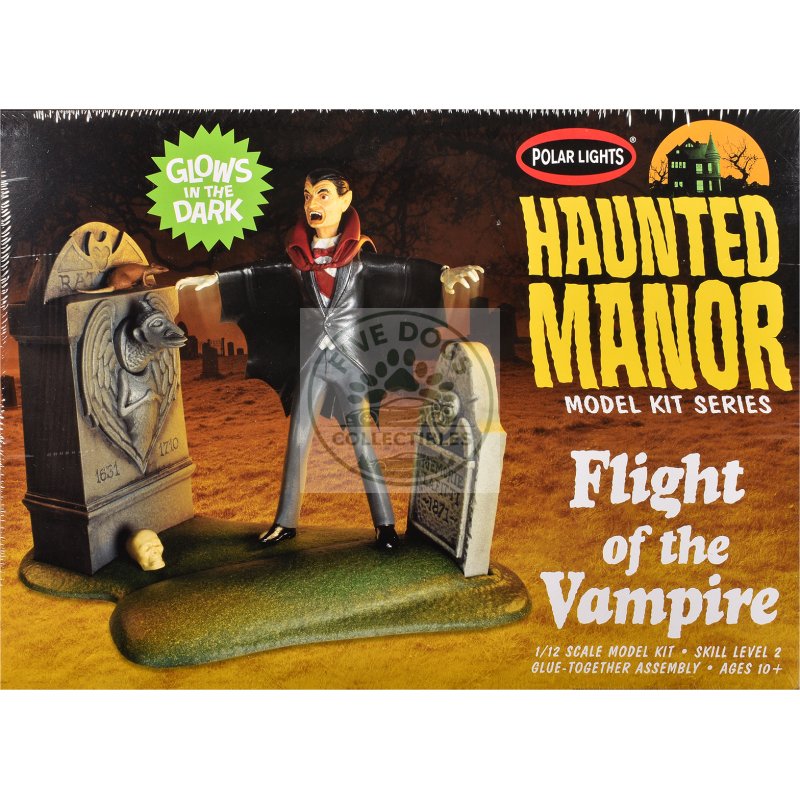 skill 2 model kit haunted manor "flight of the vampire" diorama set 1/12 scale model by polar lights