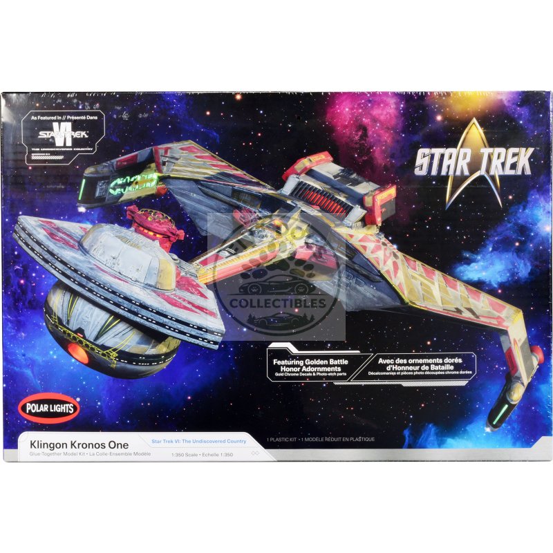 skill 2 model kit klingon kronos one spaceship "star trek vi: the undiscovered country" (1991) movie 1/350 scale model by polar lights