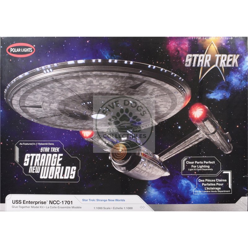 skill 2 model kit uss enterprise ncc 1701 spacecraft "star trek: strange new worlds" (2022 current) tv series 1/1000 scale model by polar lights