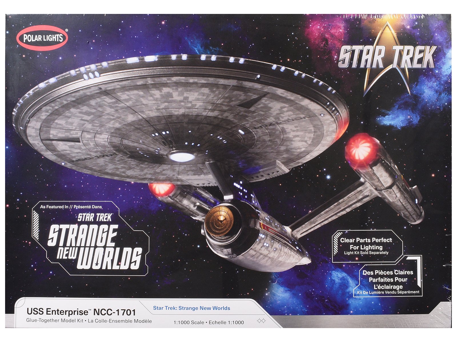 skill 2 model kit uss enterprise ncc 1701 spacecraft "star trek: strange new worlds" (2022 current) tv series 1/1000 scale model by polar lights skill 2 model kit uss enterprise ncc 1701 spacecraft "star trek: strange new worlds" (2022 current) tv series 1/1000 scale model by polar lights