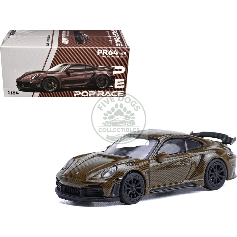 992 stinger gtr brown carbon 1/64 diecast model car by pop race