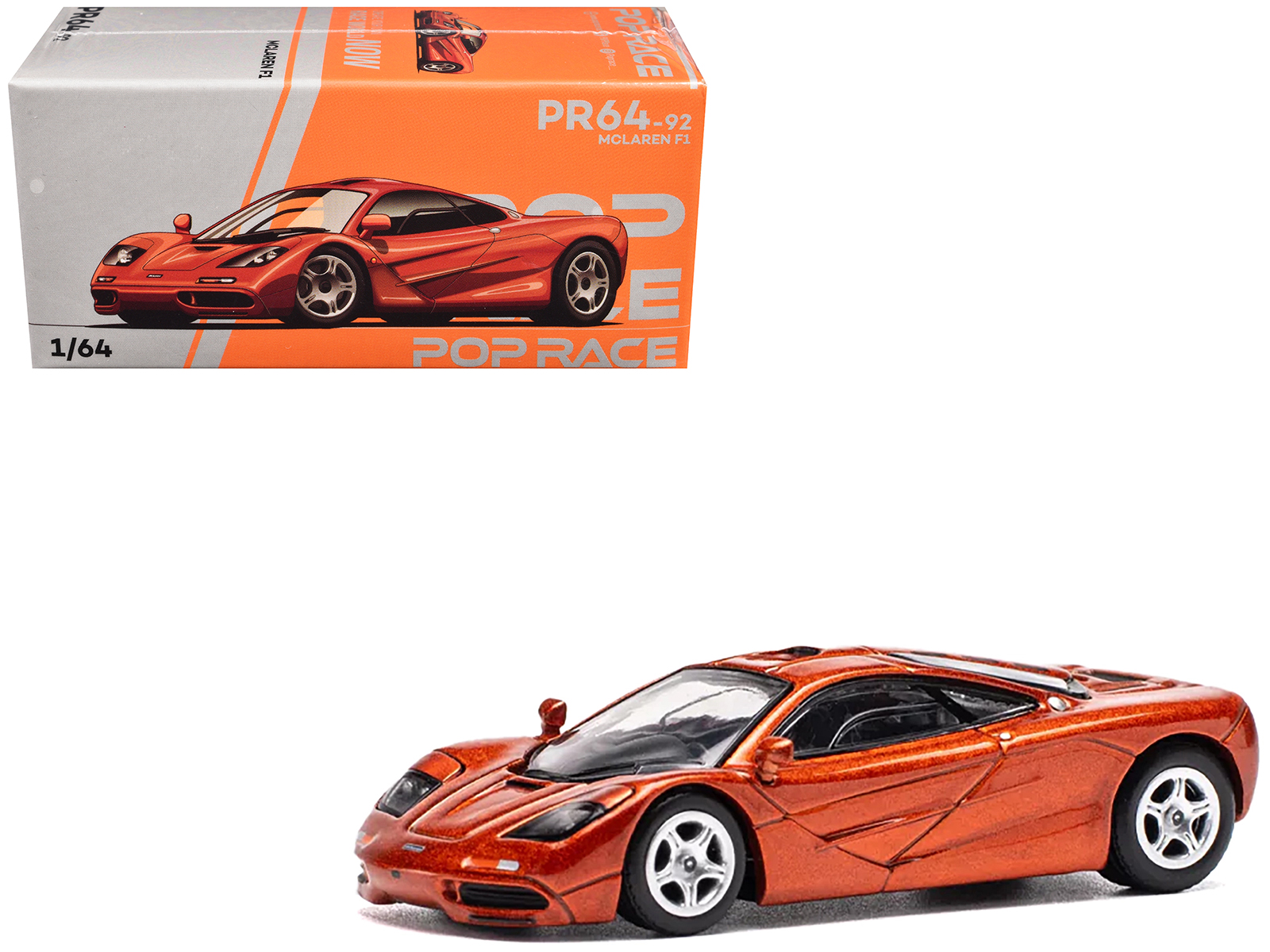 mclaren f1 orange metallic 1/64 diecast model car by pop race mclaren f1 orange metallic 1/64 diecast model car by pop race