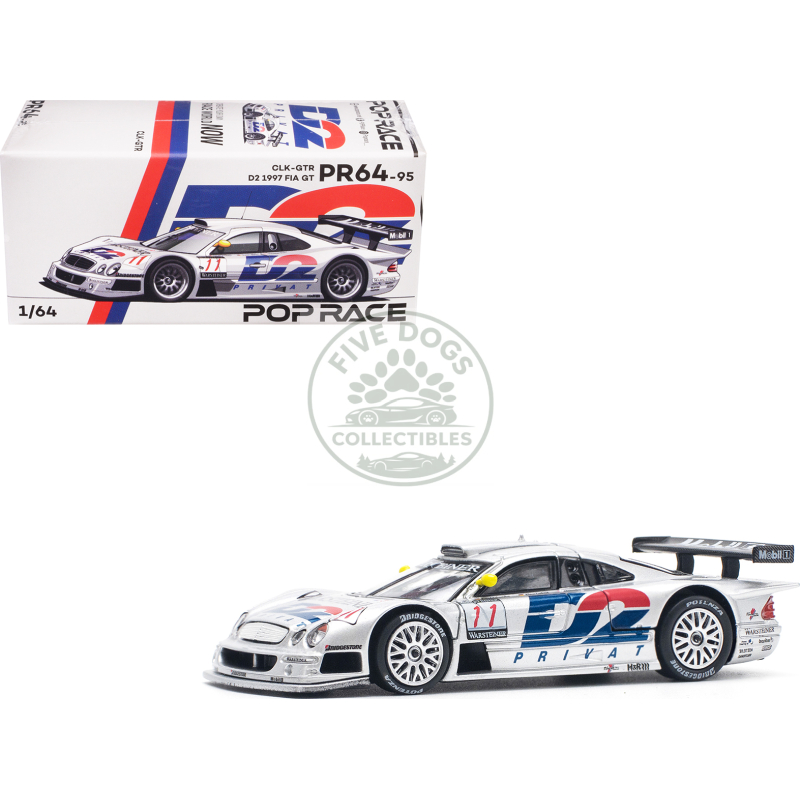 mercedes benz clk gtr #11 "d2 privat" "fia gt championship" (1997) 1/64 diecast model car by pop race