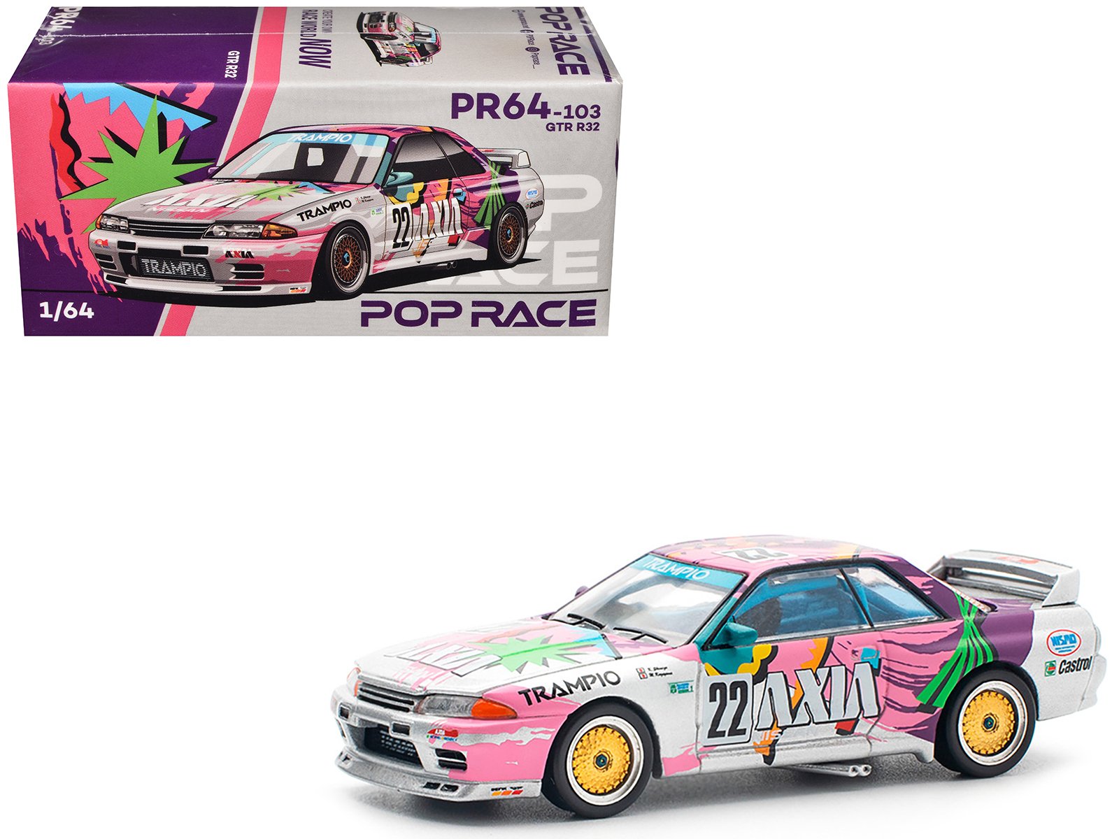 gtr r32 rhd (right hand drive) #22 masahiko kageyama kazuo shimizu "axia" group a "japanese touring car championship" (1991) 1/64 diecast model car by pop race gtr r32 rhd (right hand drive) #22 masahiko kageyama kazuo shimizu "axia" group a "japanese touring car championship" (1991) 1/64 diecast model car by pop race