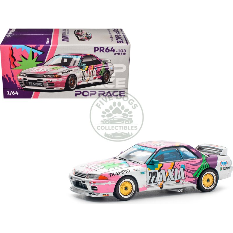 gtr r32 rhd (right hand drive) #22 masahiko kageyama kazuo shimizu "axia" group a "japanese touring car championship" (1991) 1/64 diecast model car by pop race