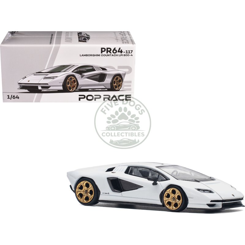 lamborghini countach lpi 800 4 white with carbon accents 1/64 diecast model car by pop race