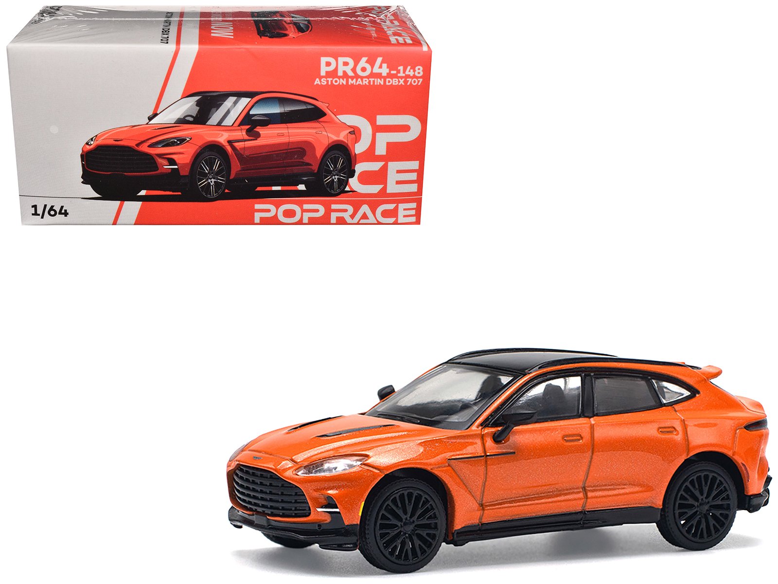 aston martin dbx 707 cosmos orange metallic with black top 1/64 diecast model car by pop race aston martin dbx 707 cosmos orange metallic with black top 1/64 diecast model car by pop race