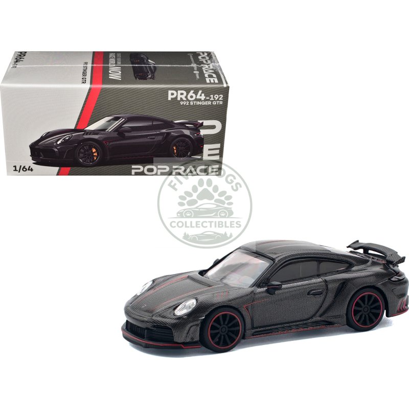 992 stinger gtr carbon edition with red accents 1/64 diecast model car by pop race