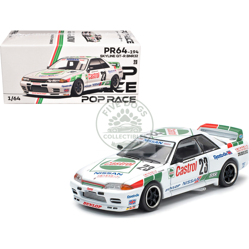 nissan skyline gt r (bnr32) rhd (right hand drive) #23 winner "macau guia race" (1990) 1/64 diecast model car by pop race