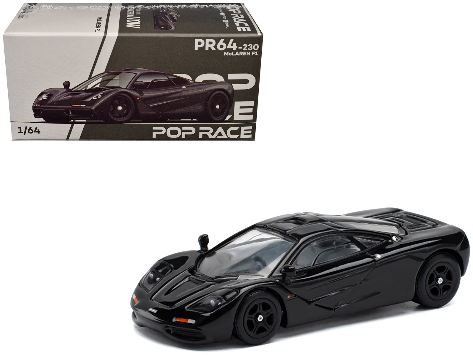 mclaren f1 jet black 1/64 diecast model car by pop race mclaren f1 jet black 1/64 diecast model car by pop race