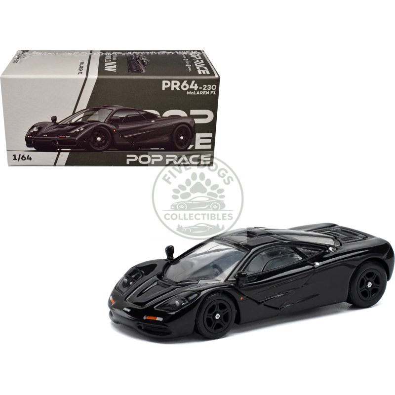 mclaren f1 jet black 1/64 diecast model car by pop race