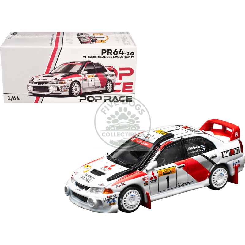 mitsubishi lancer evolution iv rhd (right hand drive) #1 tommi makinen risto mannisenmaki "safari rally kenya" (1998) 1/64 diecast model car by pop race