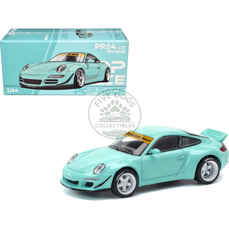 997 rwb light blue 1/64 diecast model car by pop race