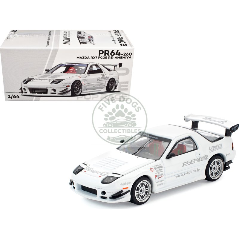 mazda rx7 (fc3s) re amemiya rhd (right hand drive) white 1/64 diecast model car by pop race