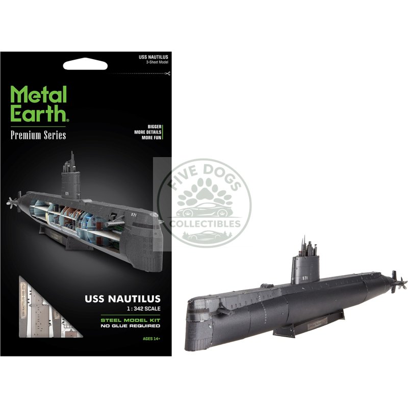 model kit uss nautilus (ssn 571) submarine "united states navy" (challenging difficulty) steel model by metal earth