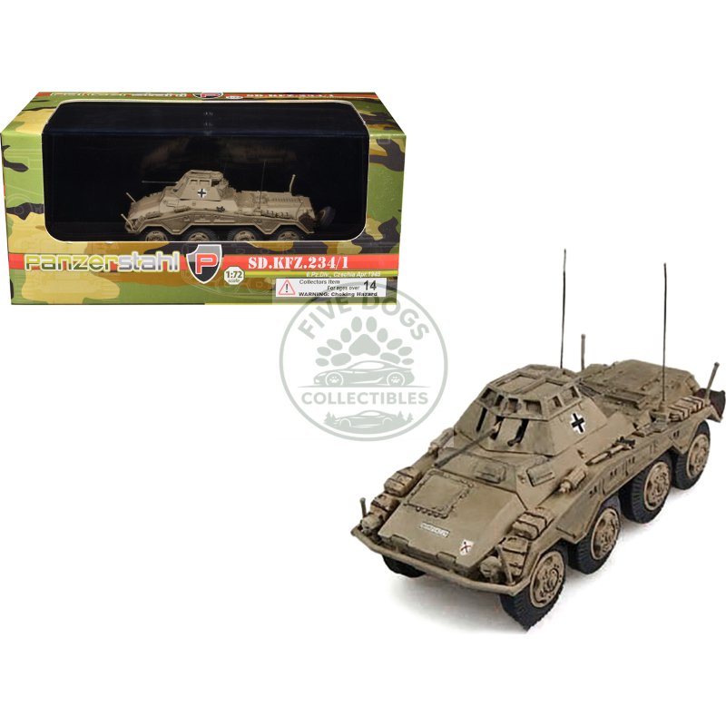 sd.kfz. 234/1 armored vehicle "6th panzer division czechoslovakia" (1945) german army 1/72 diecast model by panzerstahl
