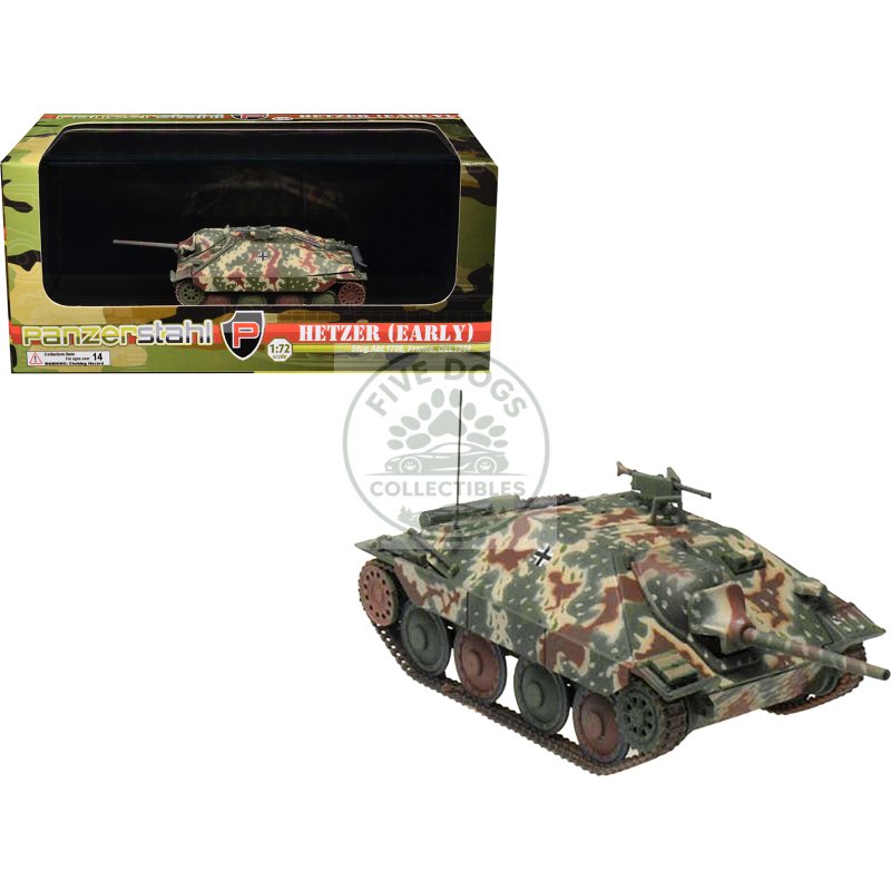 hetzer (early) tank destroyer "stug.abt 1708 france" (1944) german army 1/72 diecast model by panzerstahl
