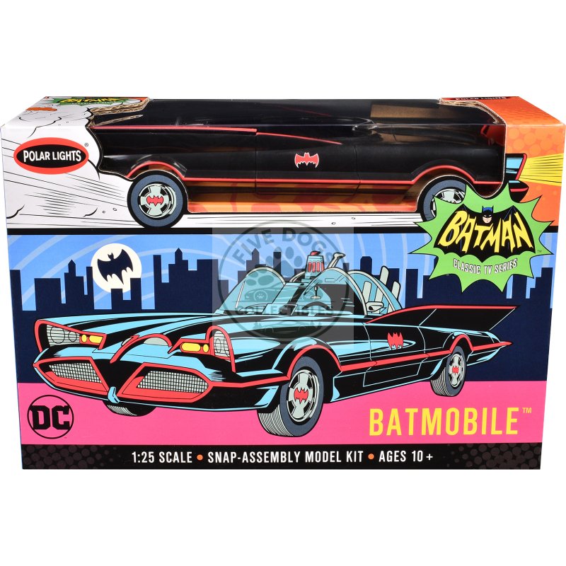 skill 2 model kit batmobile "batman" (1966 1968) tv series 1/25 scale model by polar lights
