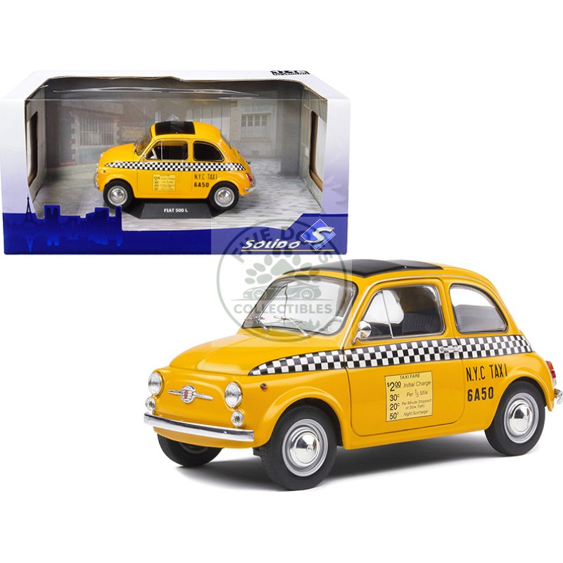 1965 fiat 500 l "nyc taxi" new york city yellow 1/18 diecast model car by solido