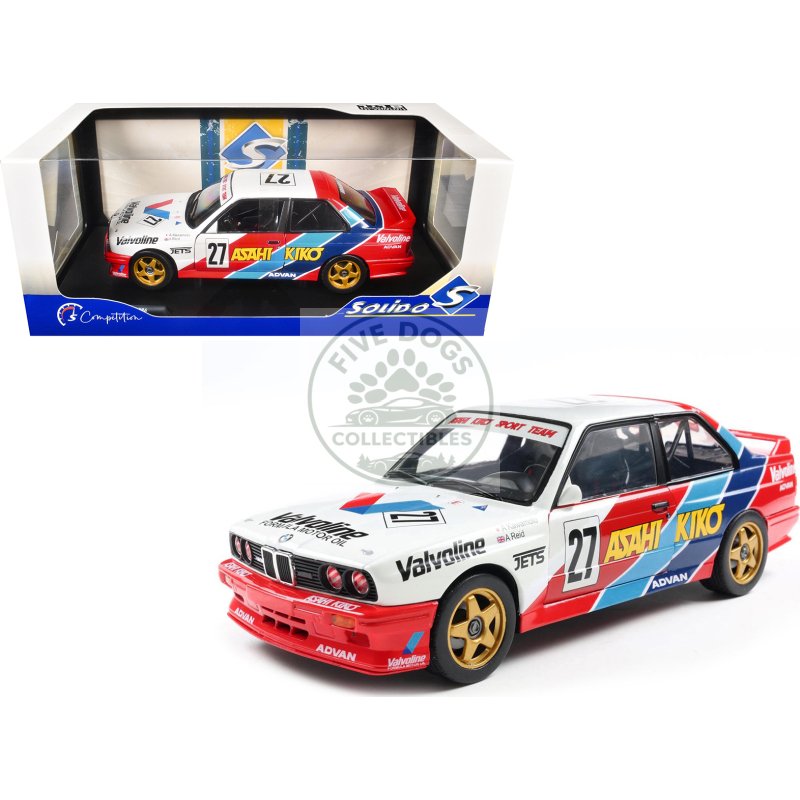 bmw e30 m3 #27 atsushi kawamoto anthony reid "japanese touring car championship" (1986) "competition" series 1/18 diecast model car by solido