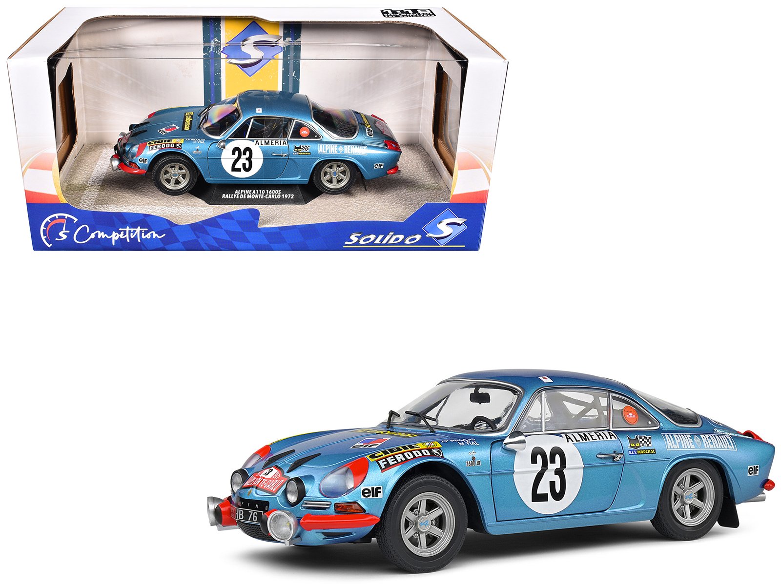 alpine a110 1600s #23 jean pierre nicolas michel vial "rallye monte carlo" (1972) "competition" series 1/18 diecast model car by solido alpine a110 1600s #23 jean pierre nicolas michel vial "rallye monte carlo" (1972) "competition" series 1/18 diecast model car by solido