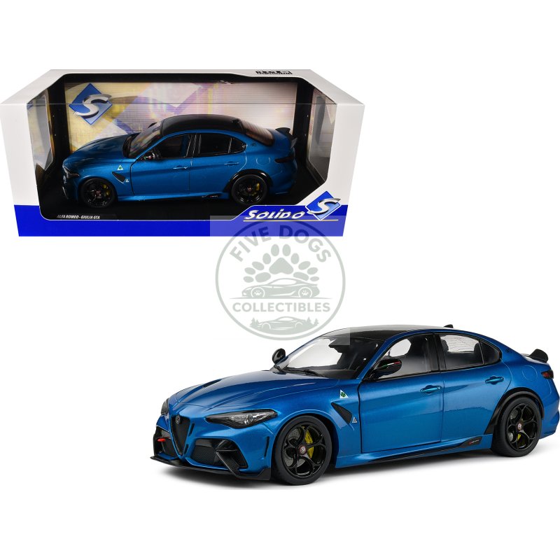 2022 alfa romeo giulia gta anodized blue metallic with carbon top 1/18 diecast model car by solido