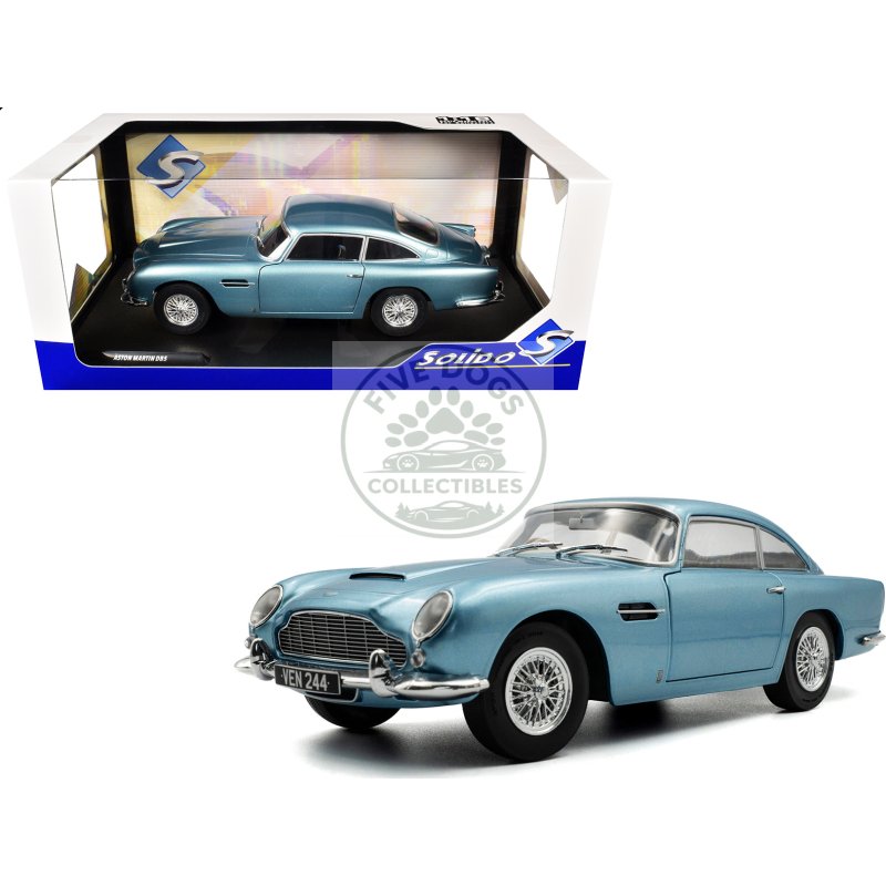 1964 aston martin db5 rhd (right hand drive) light blue metallic 1/18 diecast model car by solido